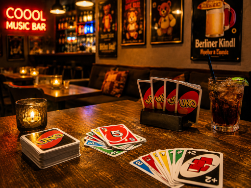 UNO-Kartenspiel in gemütlicher Bar-Atmosphäre in Berlin-Schöneberg